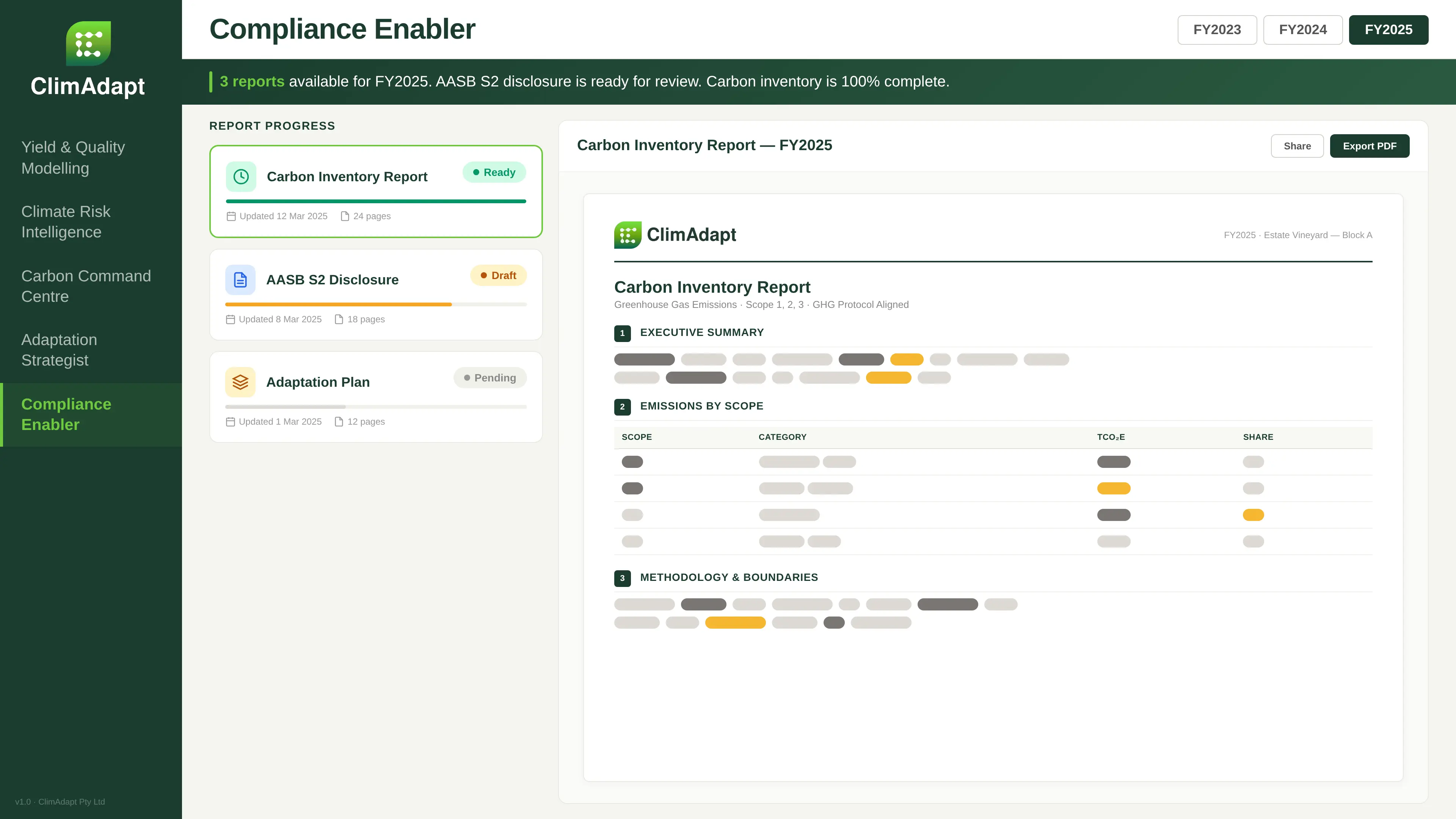 Compliance Enabler report